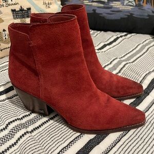 Sam Edelman Welles Spiced Red Suede Western Booties Size 7.5 Gently Worn